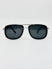 JM40177807 retro black gold polarised sunglass
