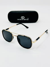 JM4074807 black gold rectangle polarised sunglass