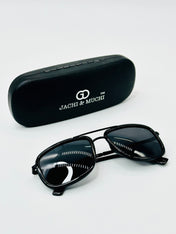 JM40051107 black rectangle polarised sunglass
